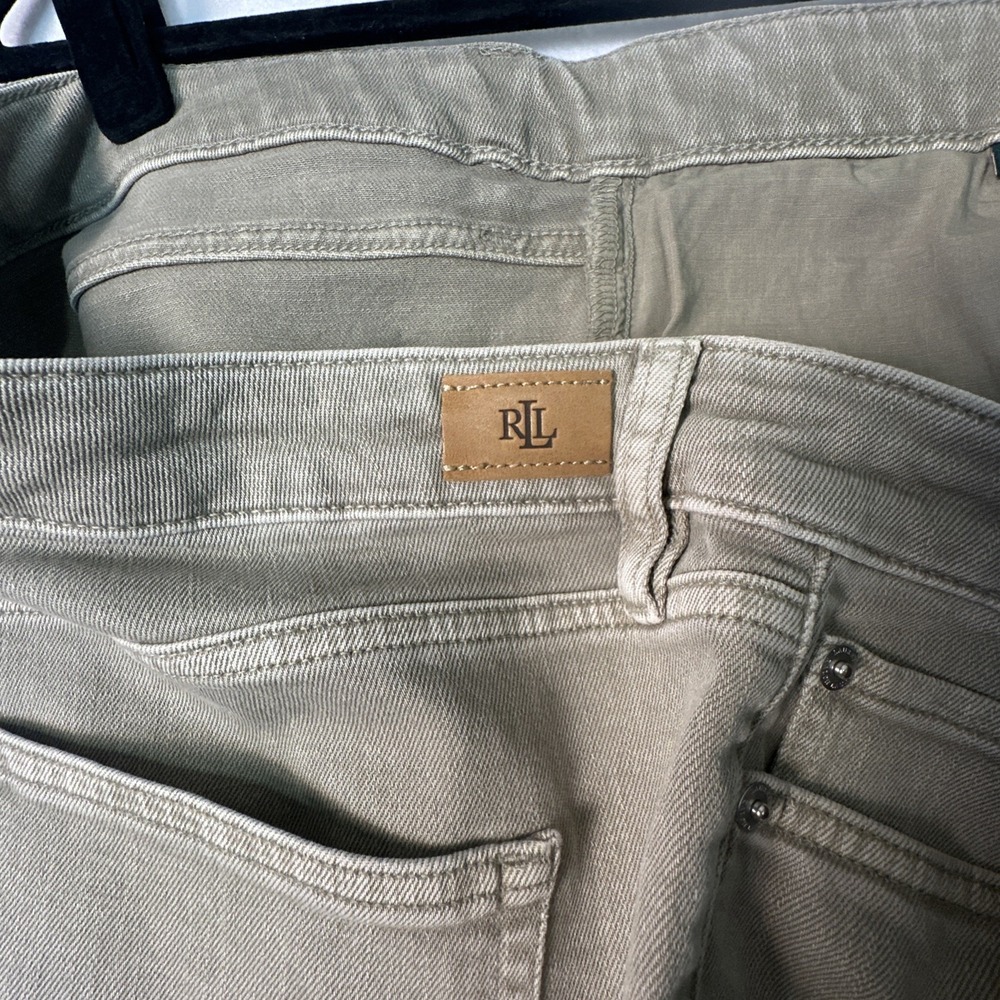 Lauren Ralph Lauren Regal Straight Crop Jeans Khaki Brown High Rise Size 16 - Picture 10 of 16